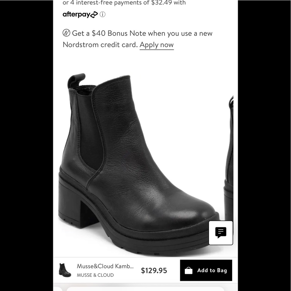 Musse&cloud black Kambel block heel Chelsea lug sole boots NWOT